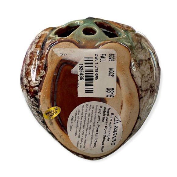 Fall OWL 5” T-Lite Candle Holder Fall Ceramic Decor - Picture 3 of 3